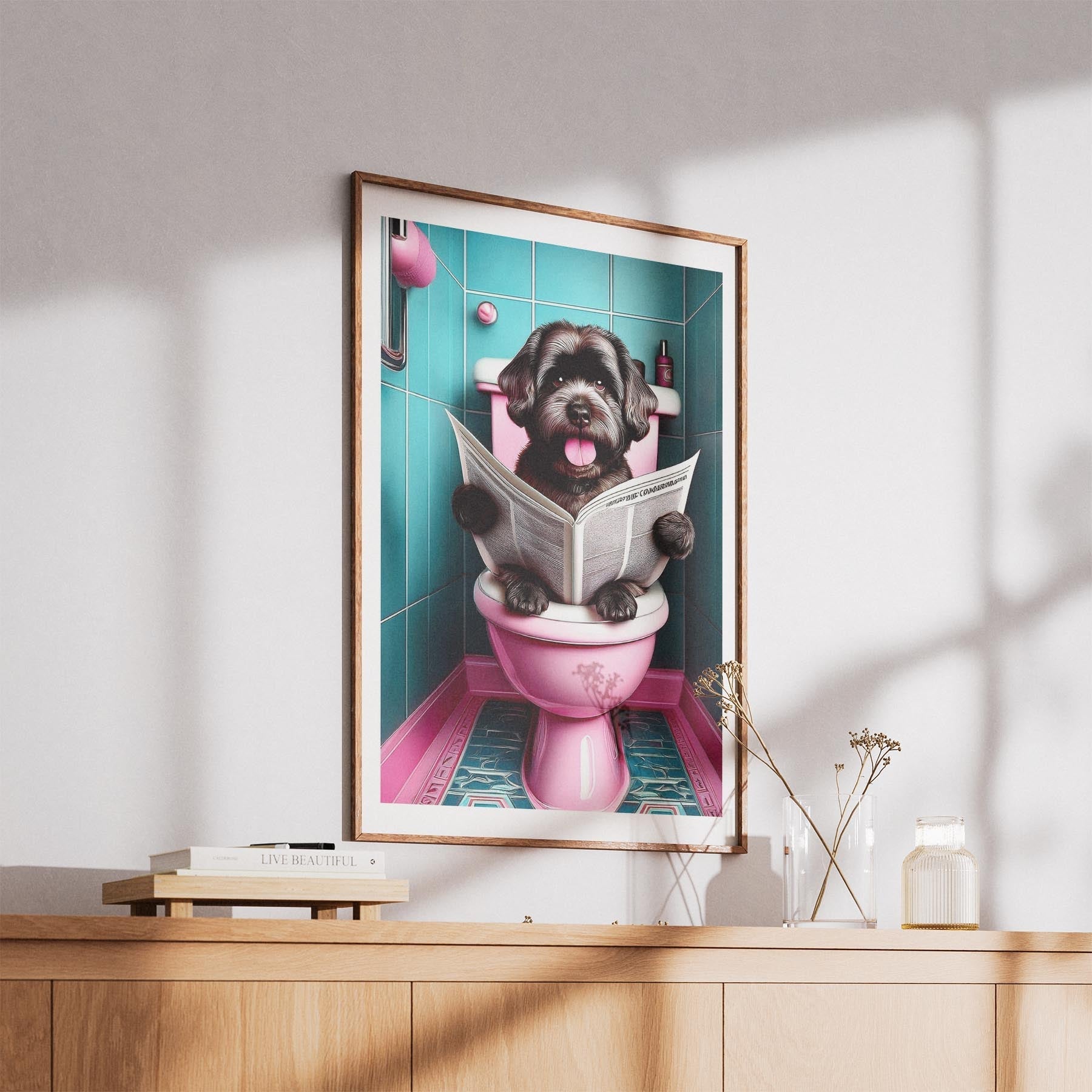 Coton de Tulear Toilet Dogs PInk and Turquise image 5