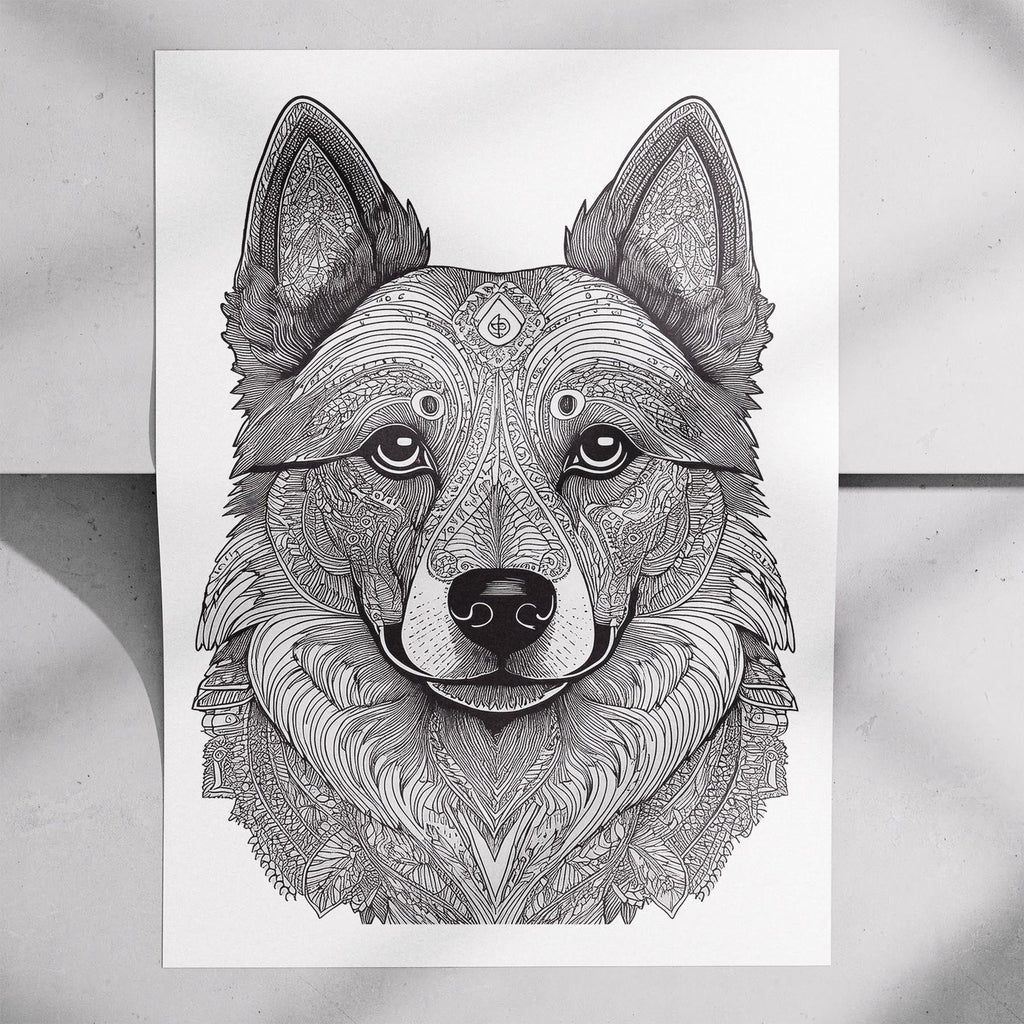 German Spitz Mandala Black and White Dog Series image 7