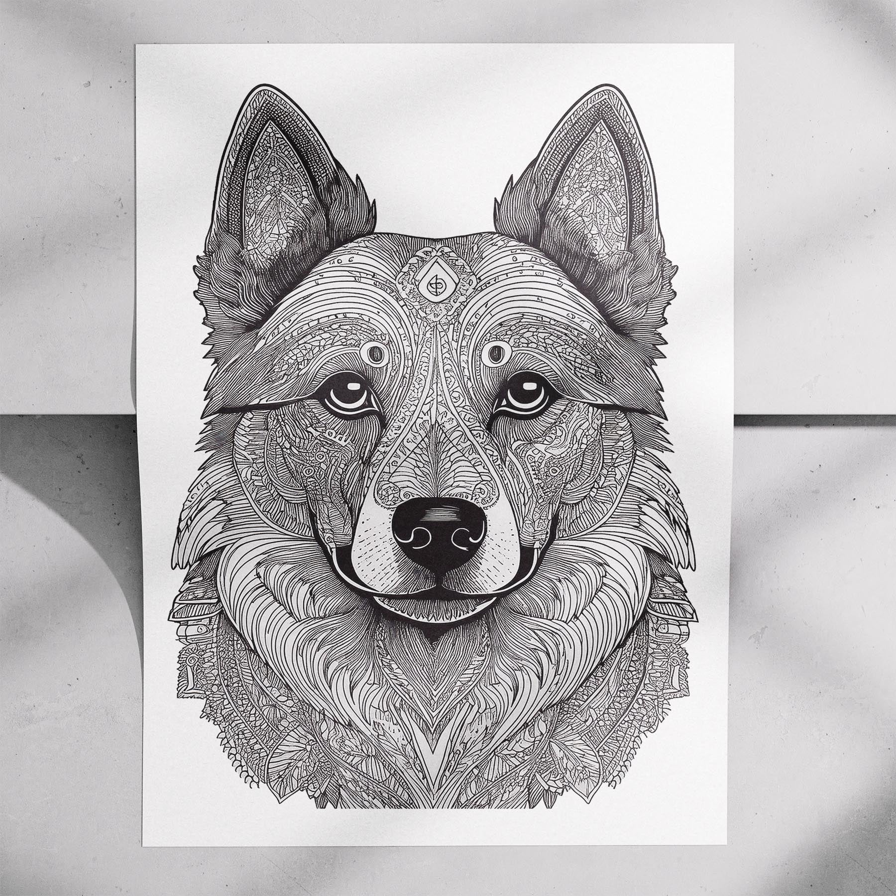 German Spitz Mandala Black and White Dog Series image 7