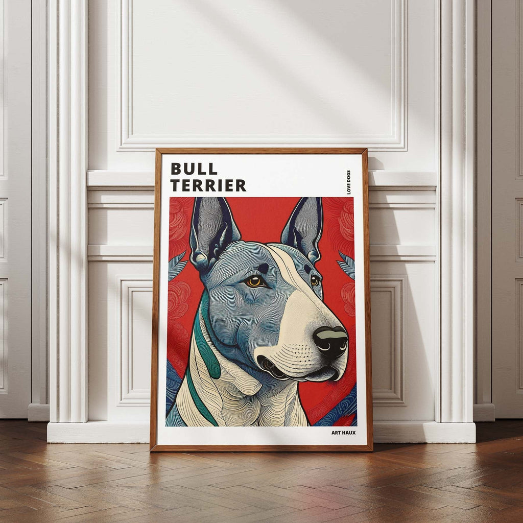 Bull Terrier Hokusai Japanese Inspired Dog Series with Text image 4