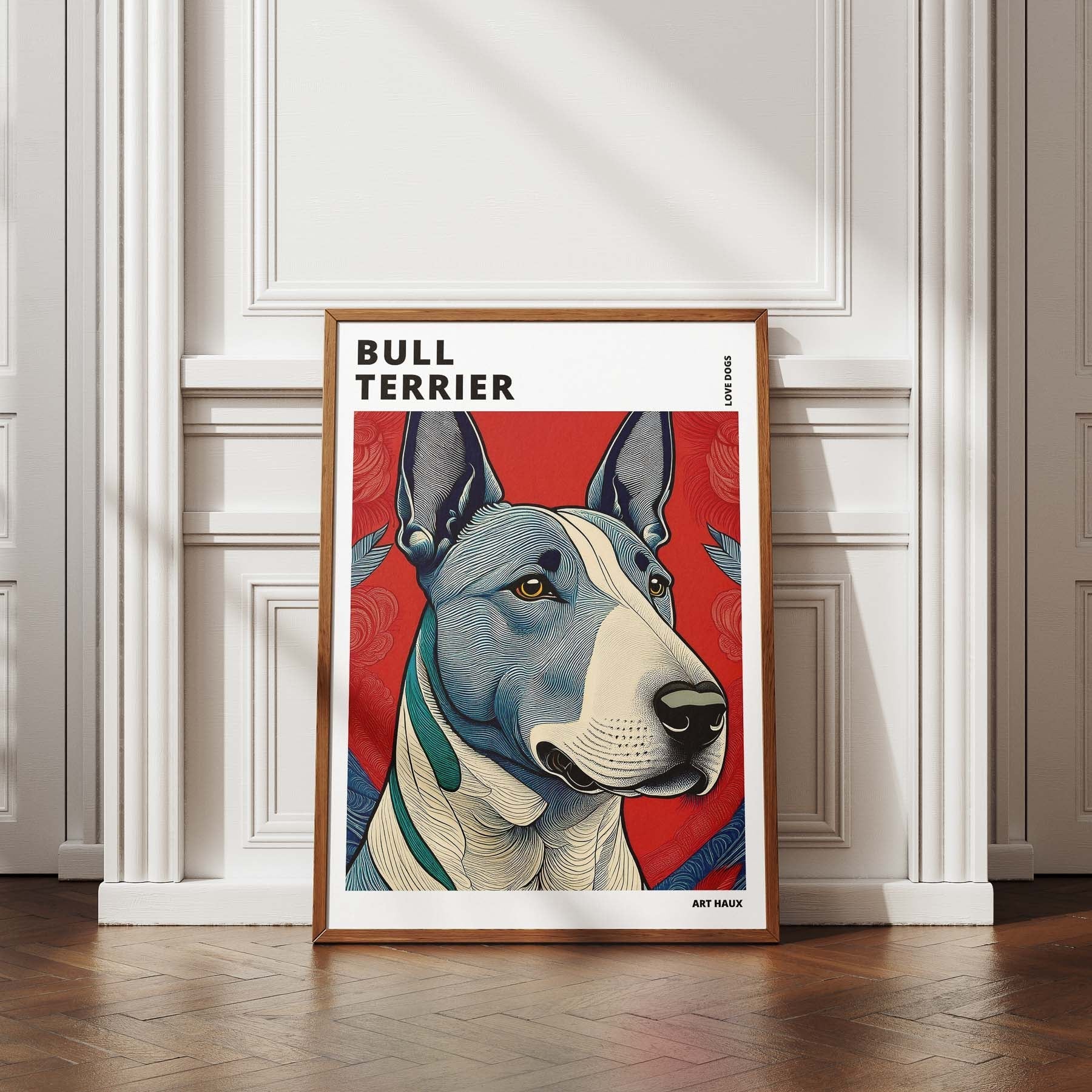 Bull Terrier Hokusai Japanese Inspired Dog Series with Text image 4