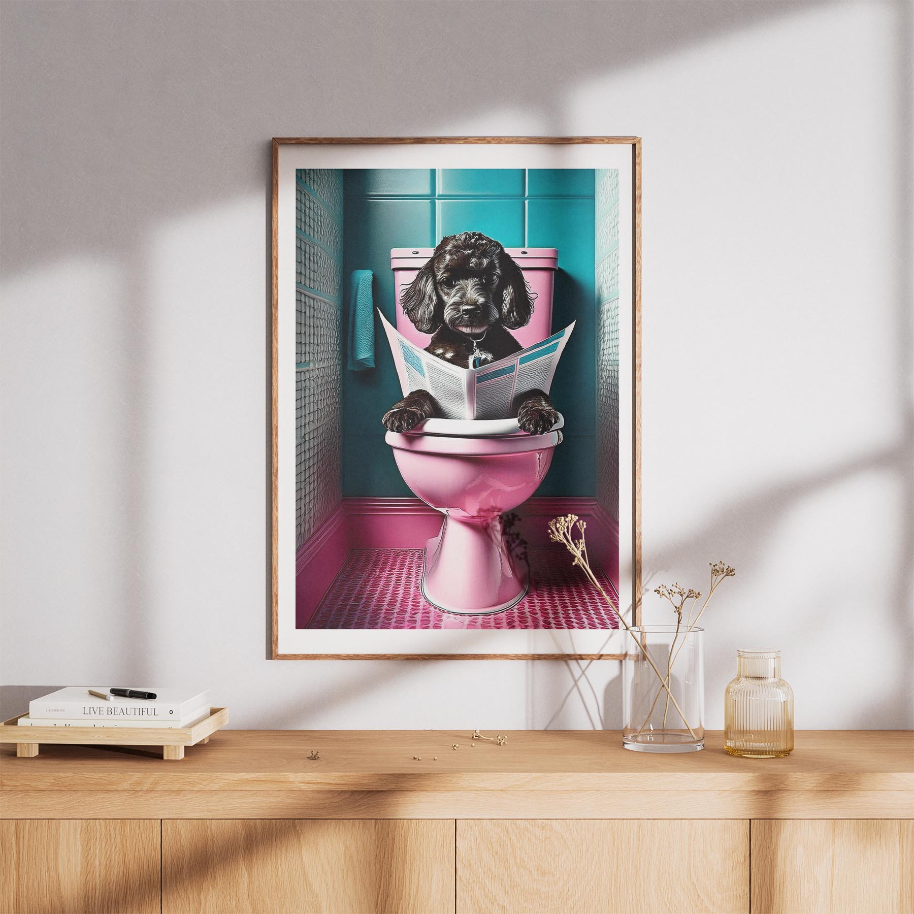 Poodle Toilet Dogs PInk and Turquise image 8
