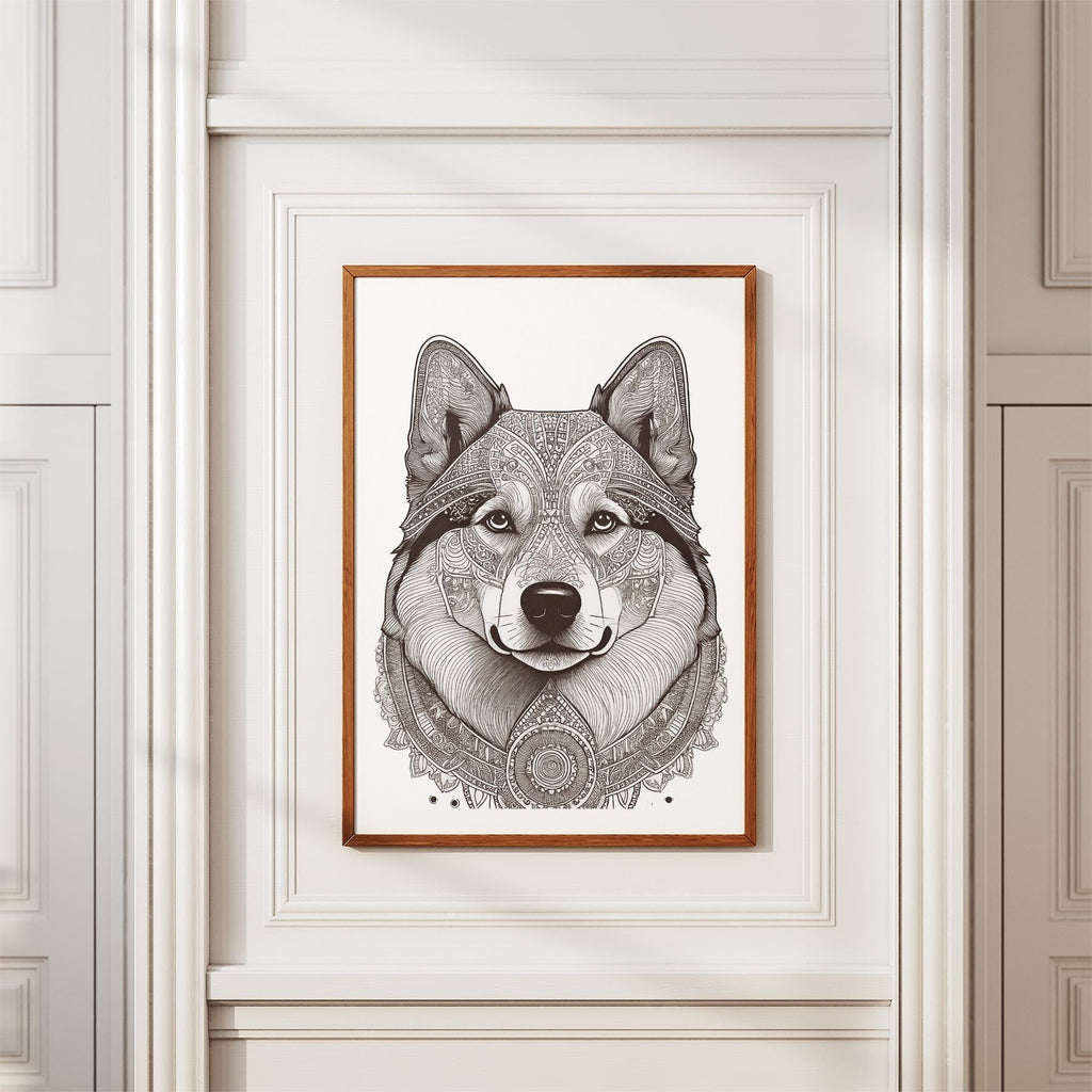 Finnish Lapphund Mandala Black and White Dog Series image 3