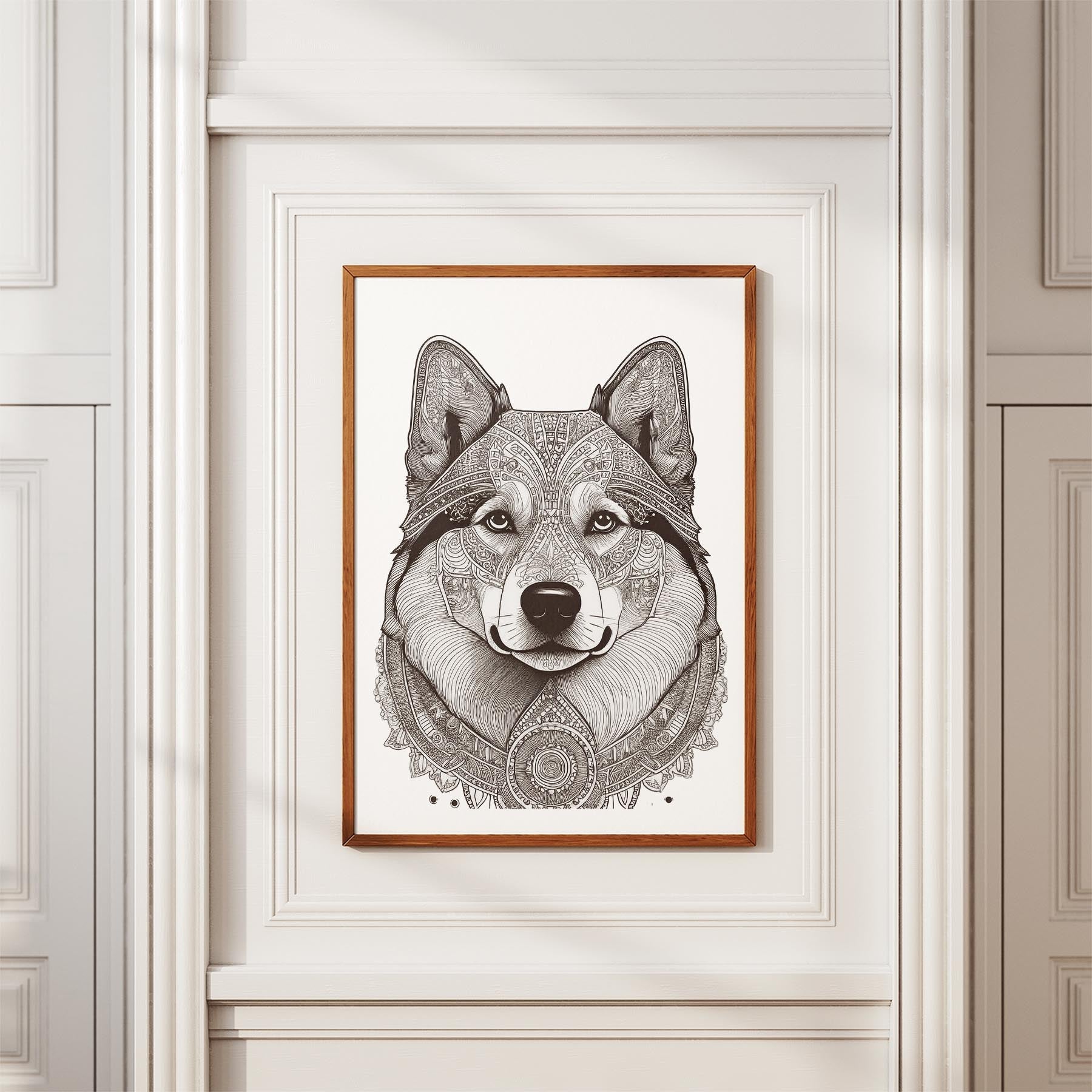 Finnish Lapphund Mandala Black and White Dog Series image 3