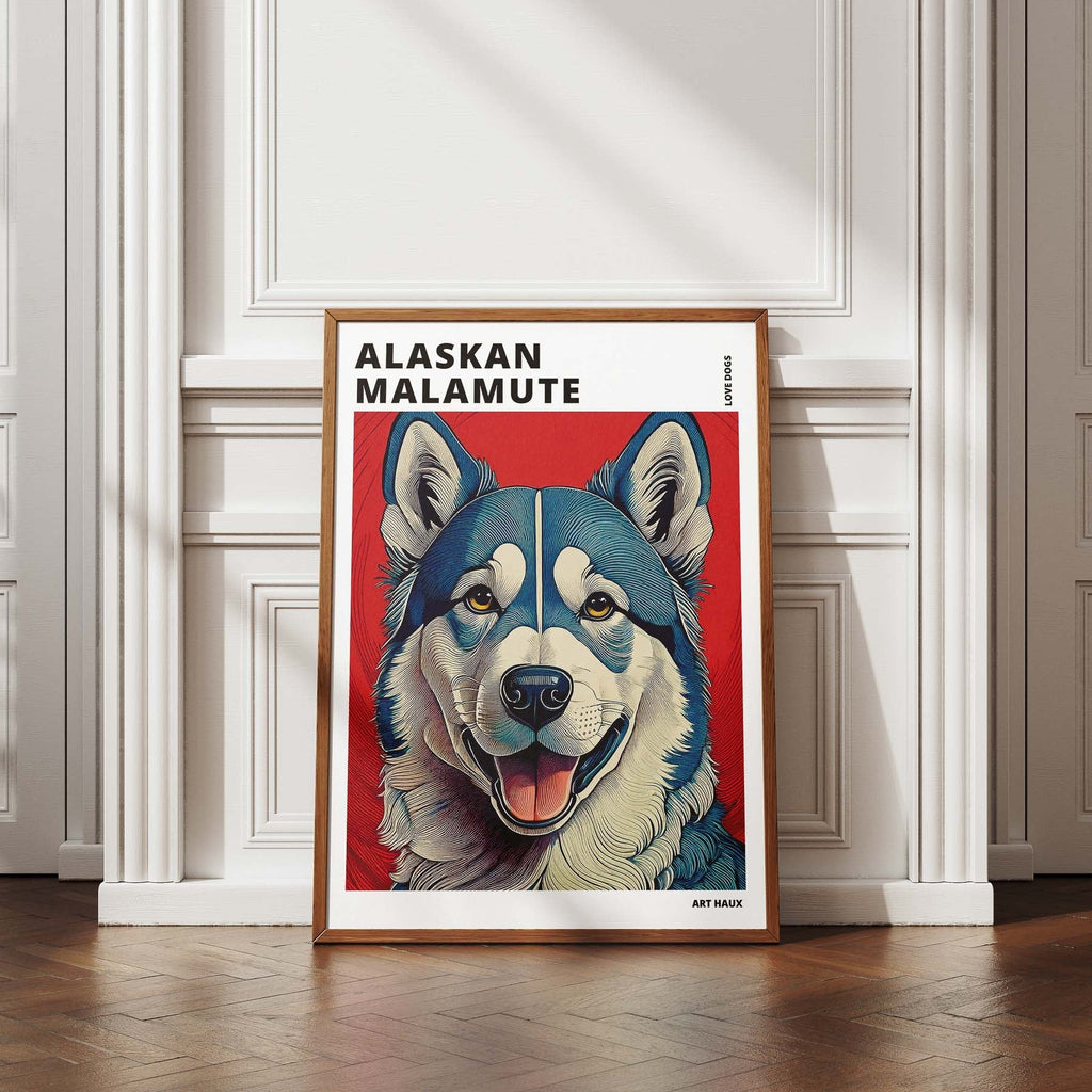 Alaskan Malamute Hokusai Japanese Inspired Dog Series with Text image 4