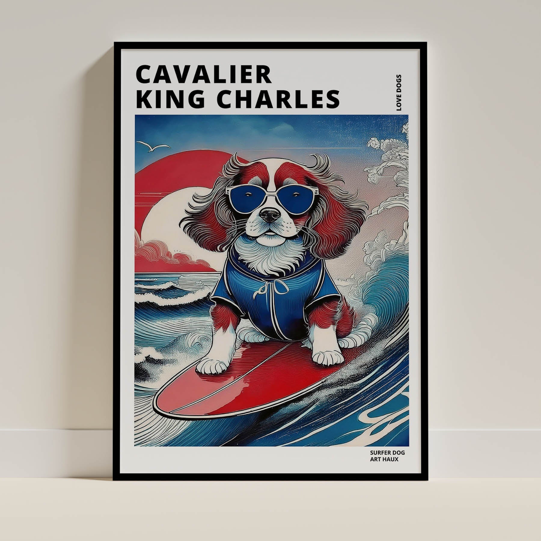 Cavalier King Charles Spaniel Hokosai Surfer Dogs 1 image 0