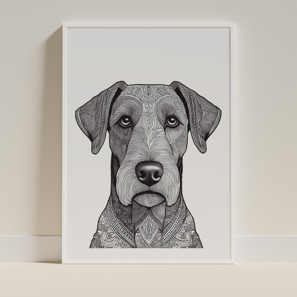 Airedale Mandala Black and White Dog Series image 9
