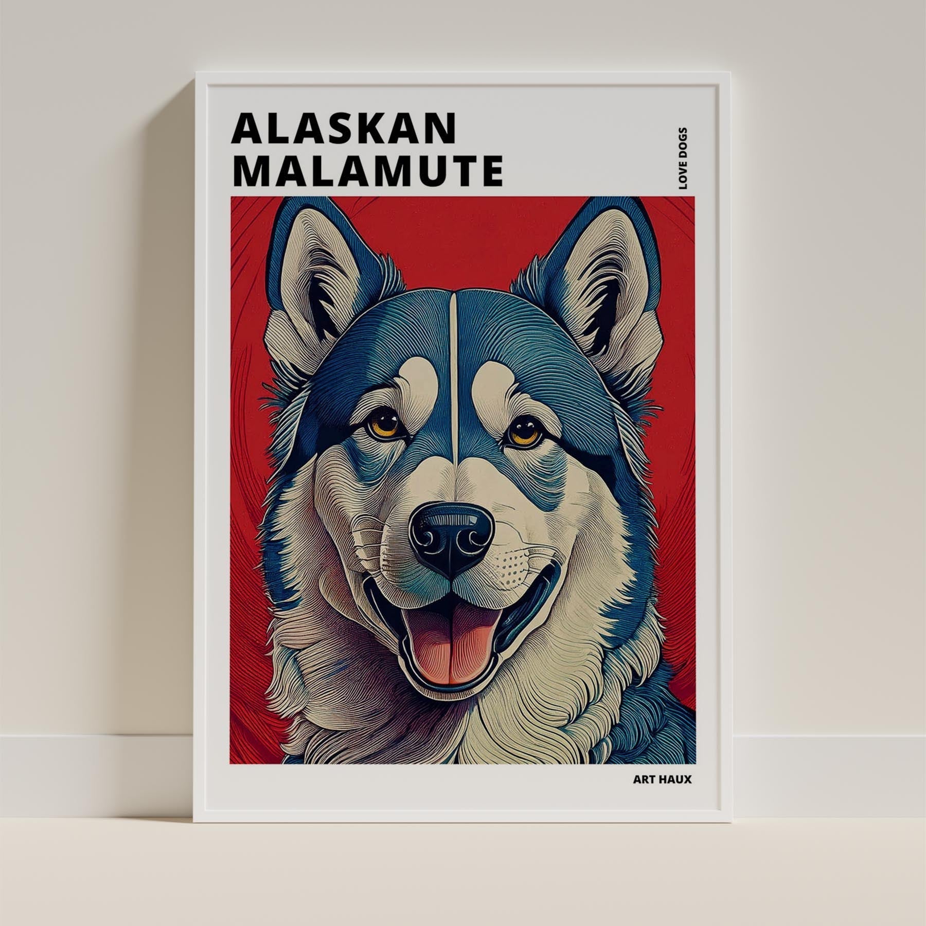 Alaskan Malamute Hokusai Japanese Inspired Dog Series with Text image 8