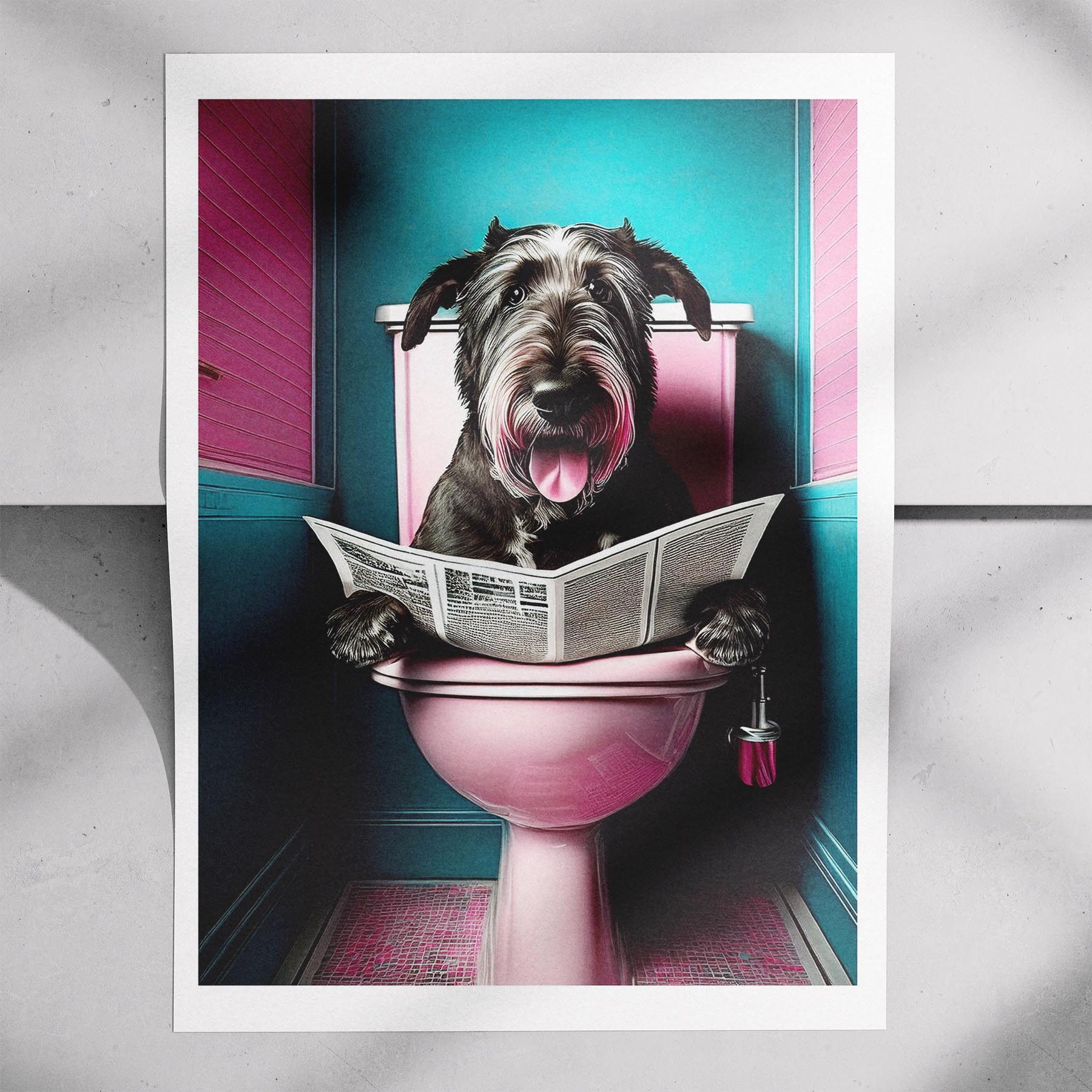 Irish Wolfhound Toilet Dogs PInk and Turquise image 7