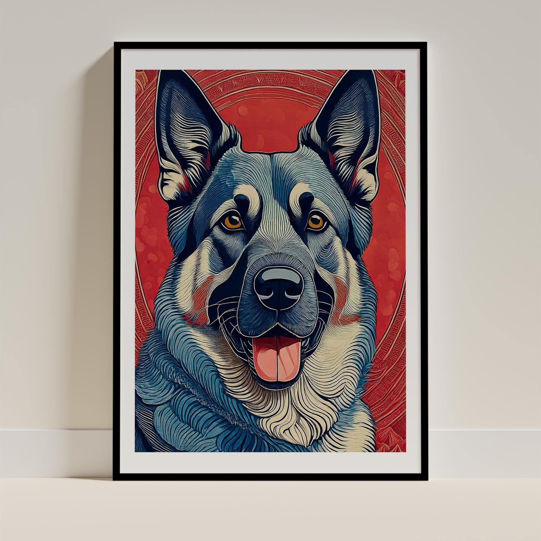 German Shepherd Hokusai Japanese Inspired Dog Series image 0
