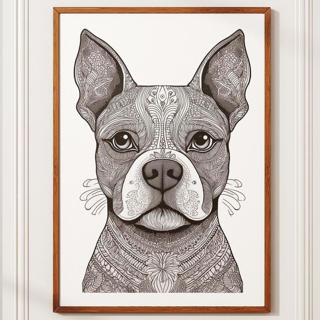 Boston Terrier Mandala Black and White Dog Series image 10