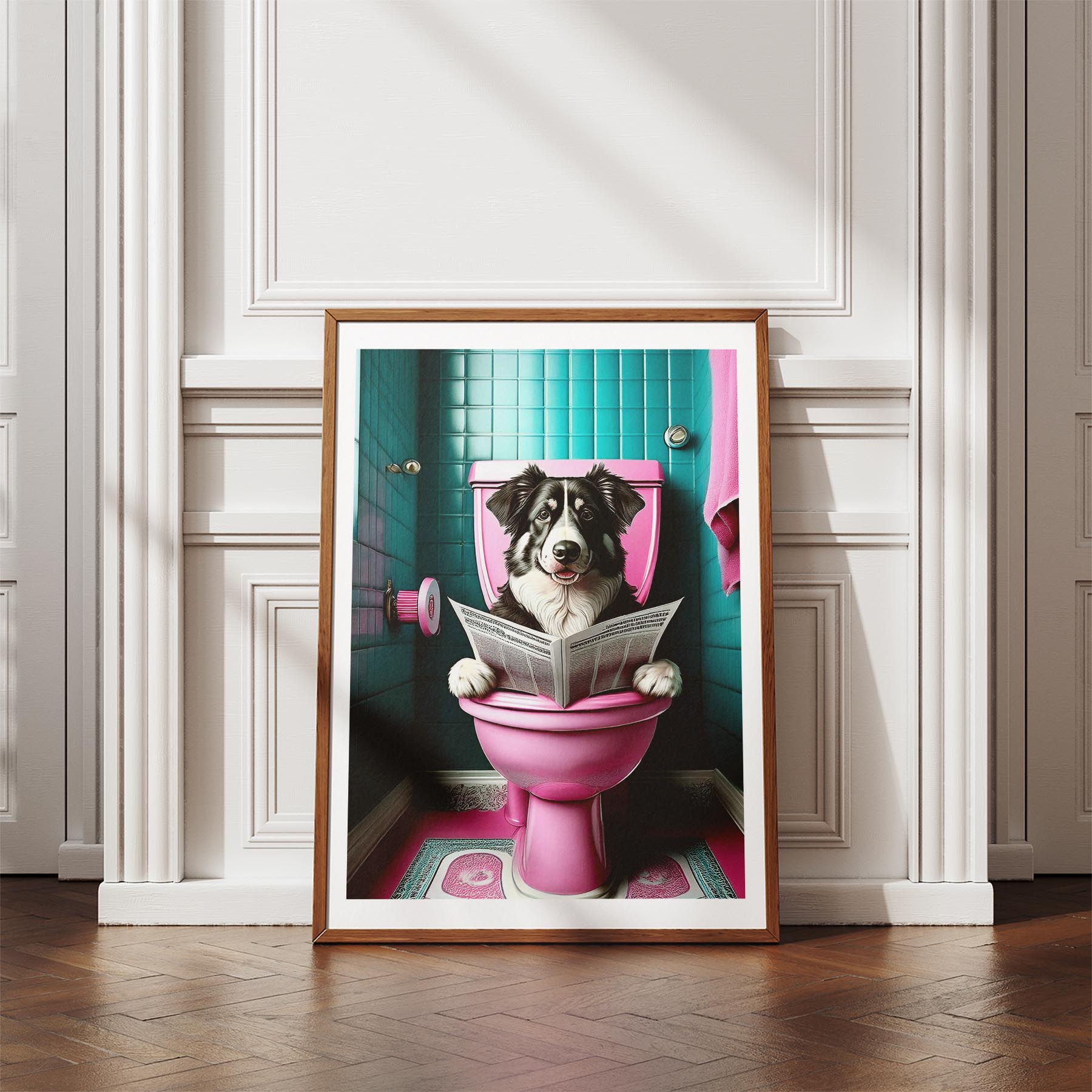 Australian Shepherd Toilet Dogs PInk and Turquise image 4