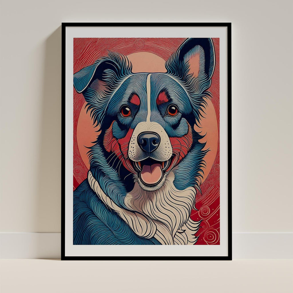 Border Collie Hokusai Japanese Inspired Dog Series image 0