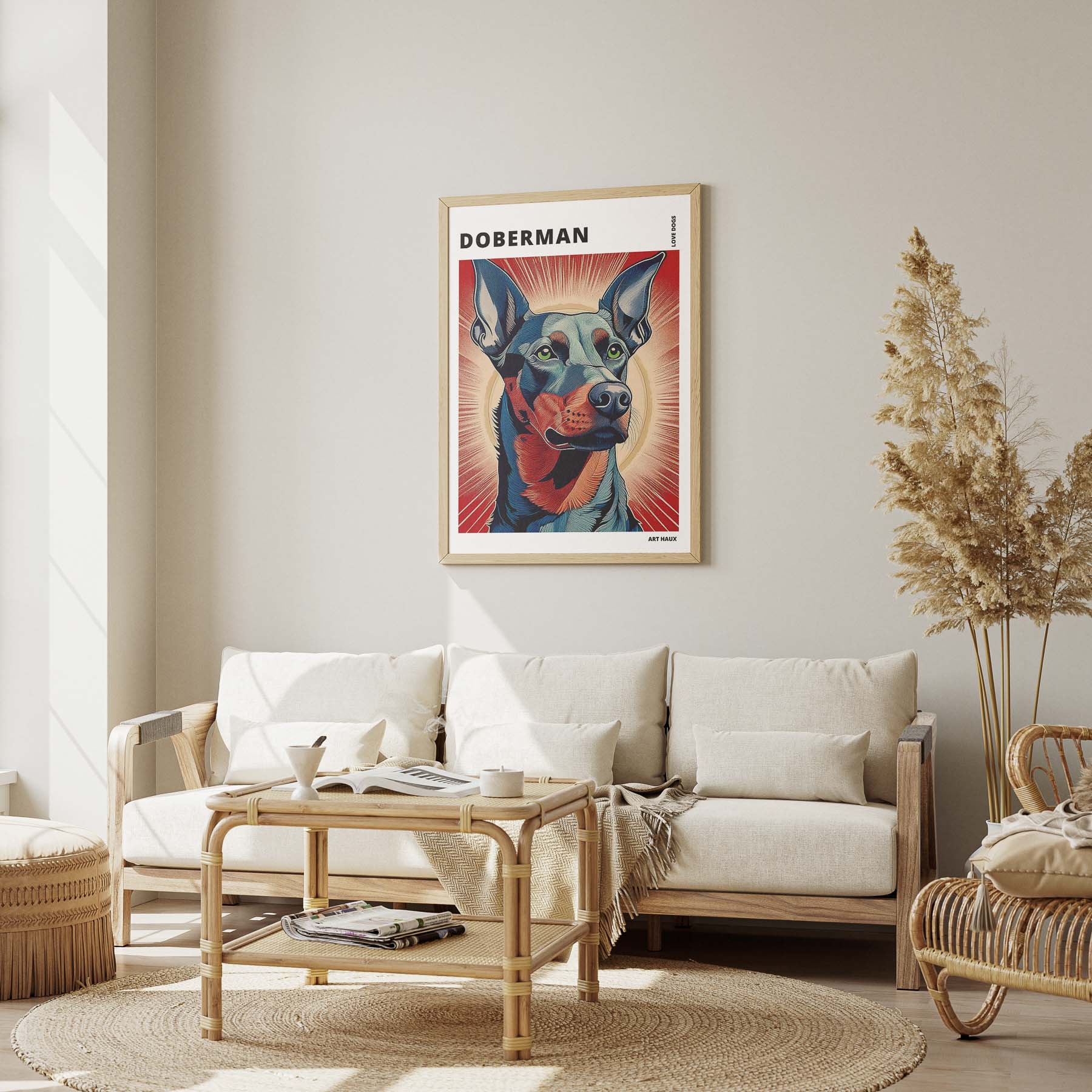 Doberman Hokusai Japanese Inspired Dog Series with Text image 2