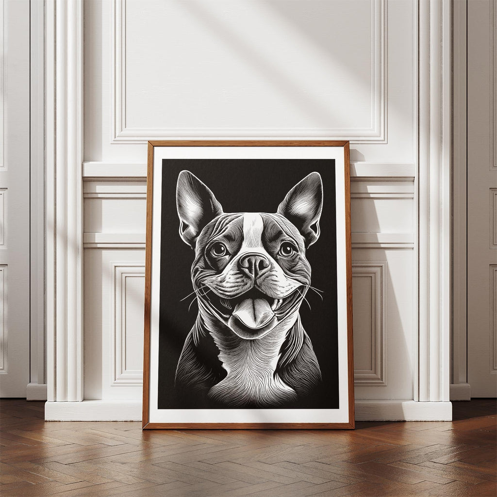 Boston Terrier Line Dog Series in Black and White image 4