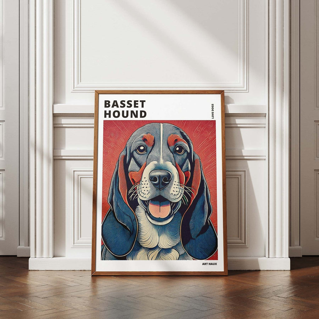 Basset Hound Hokusai Japanese Inspired Dog Series with Text image 4
