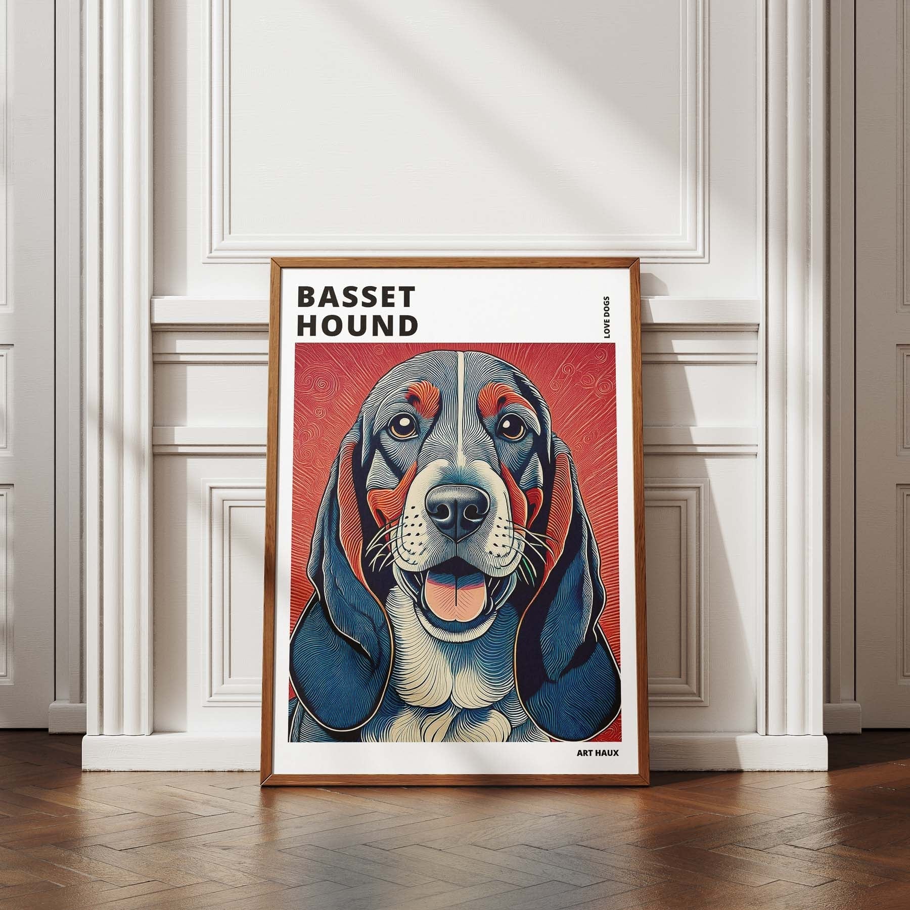 Basset Hound Hokusai Japanese Inspired Dog Series with Text image 4