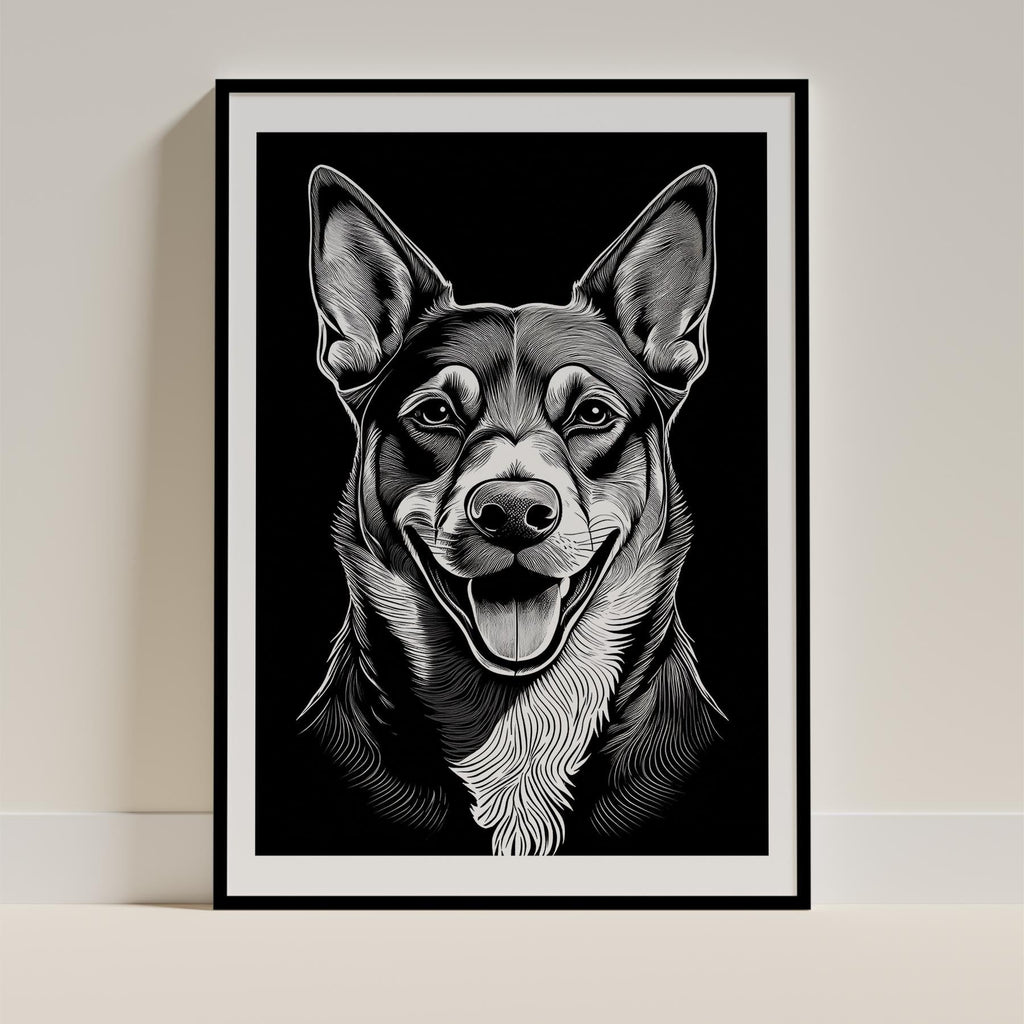 Kelpie Line Dog Series in Black and White image 0