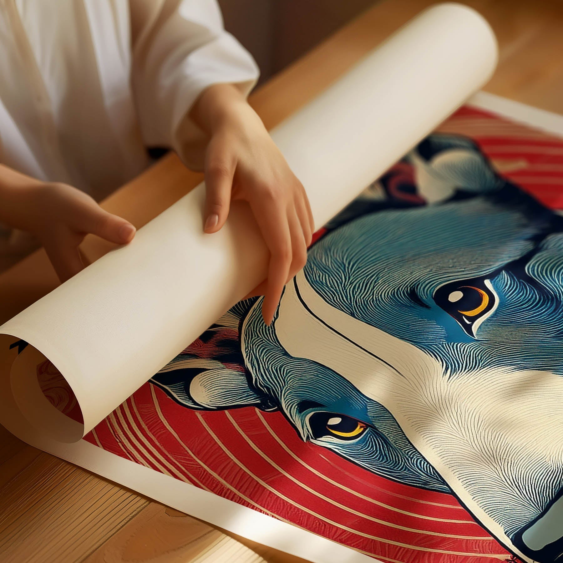 Bull Terrier Hokusai Japanese Inspired Dog Series with Text image 1