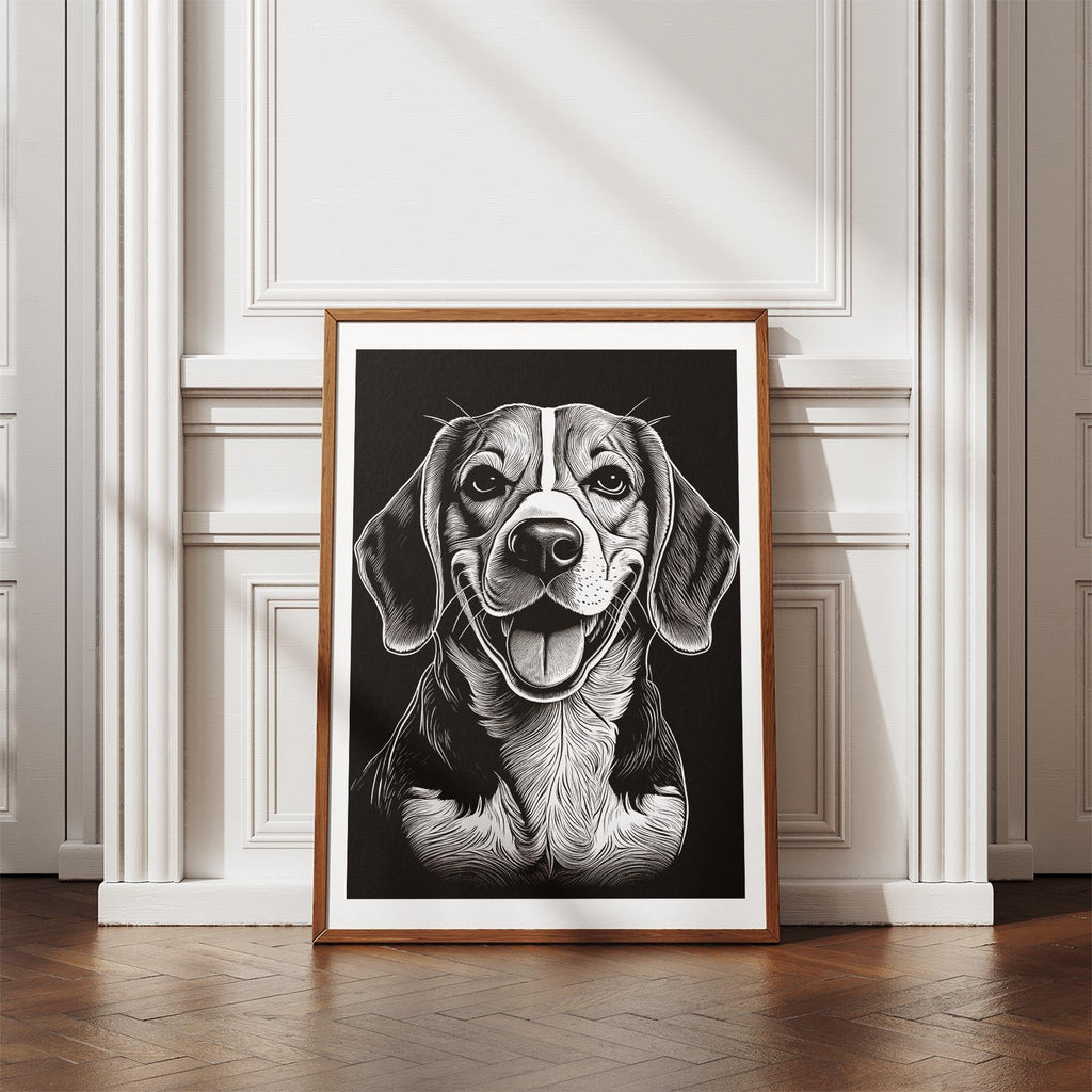 Beagle Line Dog Series in Black and White image 4