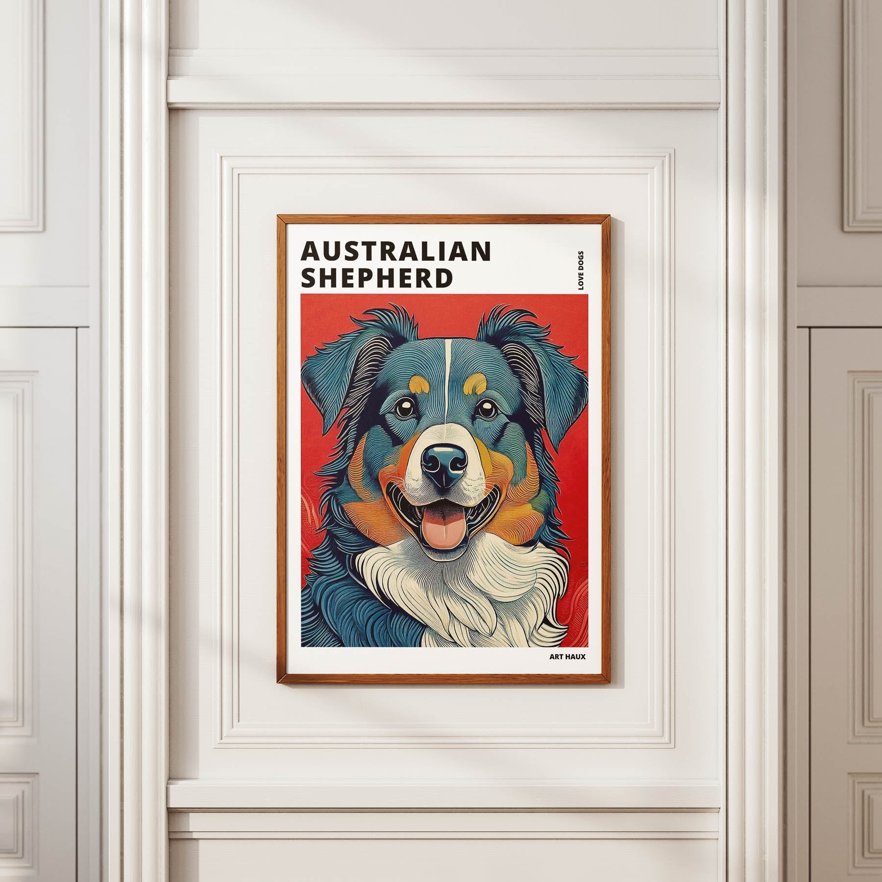 Australian Shepherd Hokusai Japanese Inspired Dog Series with Text image 3