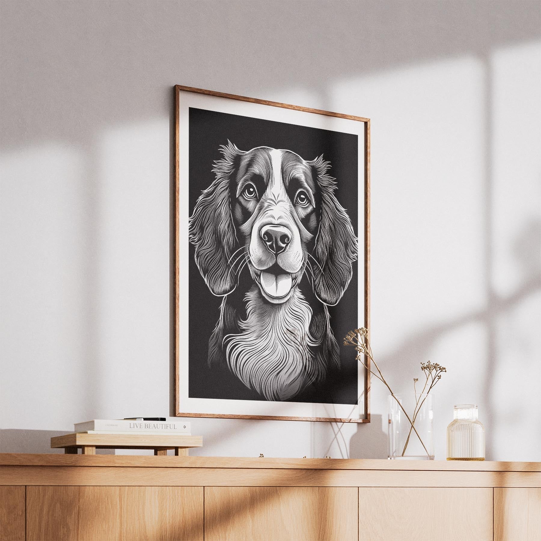 English Springer Spaniel Line Dog Series in Black and White image 5