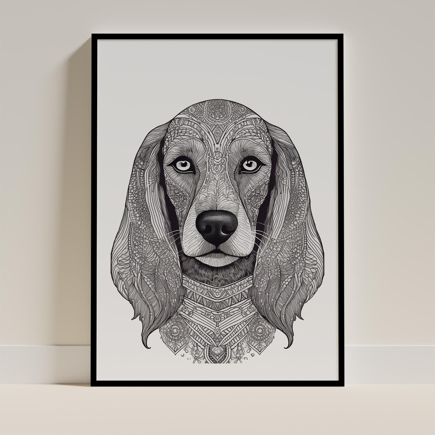 Afghan Mandala Black and White Dog Series image 0