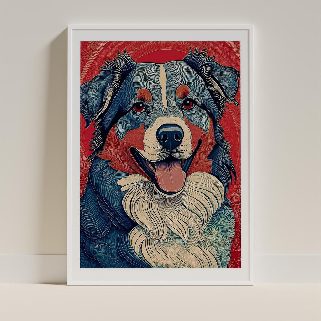 Australian Shepherd Hokusai Japanese Inspired Dog Series image 9
