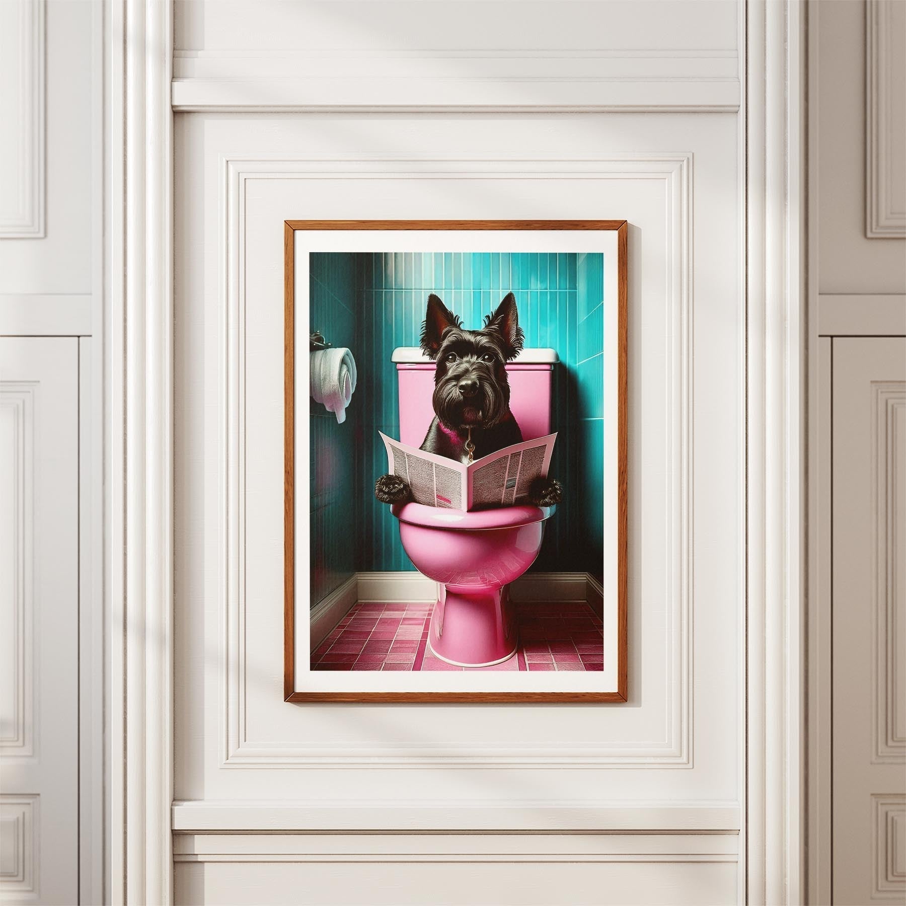 Black Russian Terrier Toilet Dogs PInk and Turquise image 3