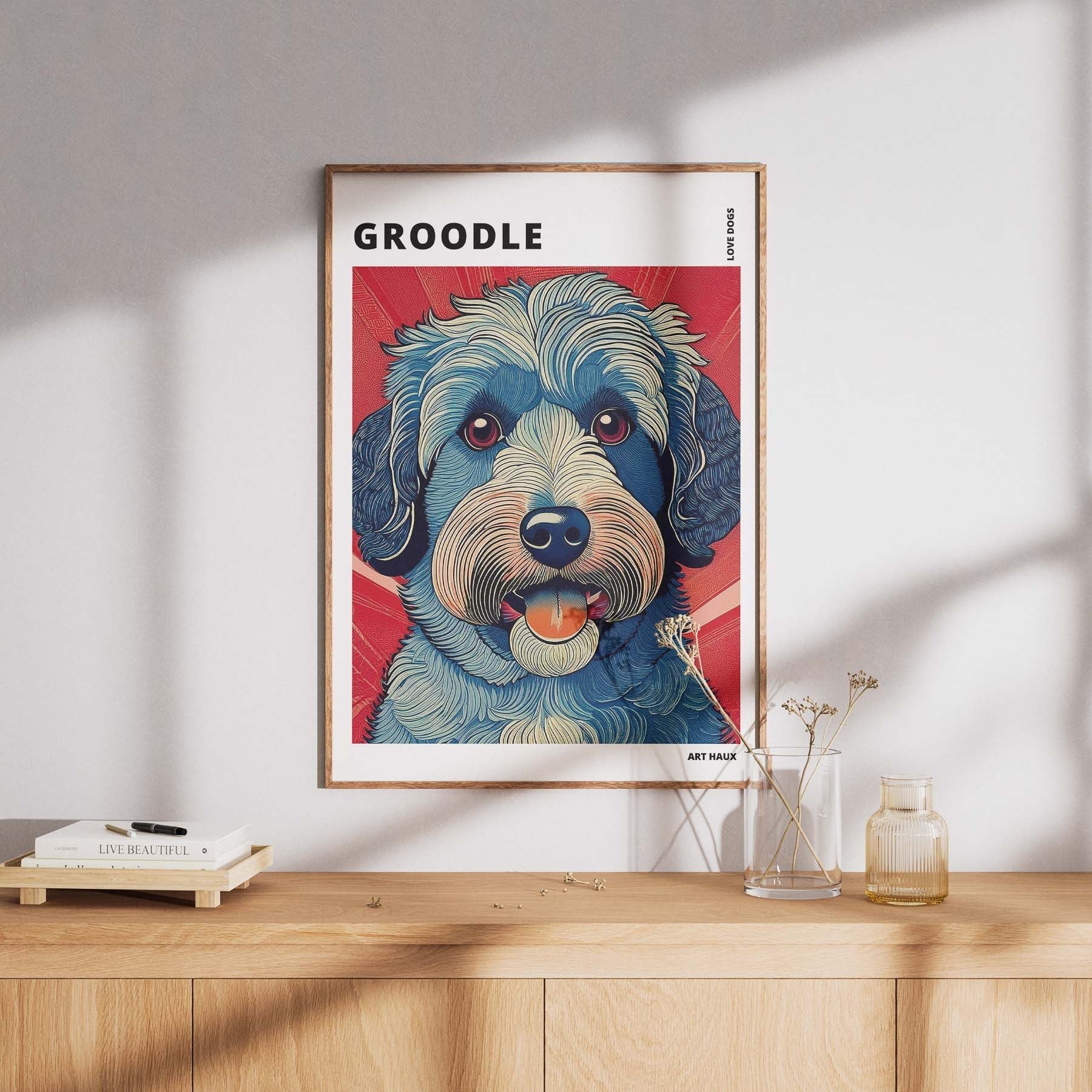 Groodle Hokusai Japanese Inspired Dog Series with Text image 7