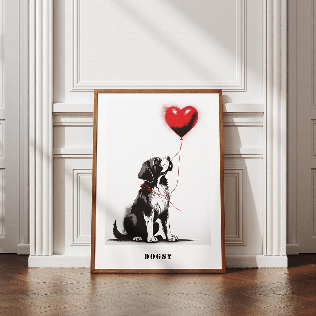 Saint Bernard DOGSY Series inspired by the Art of Banksy with text Dogsy image 4
