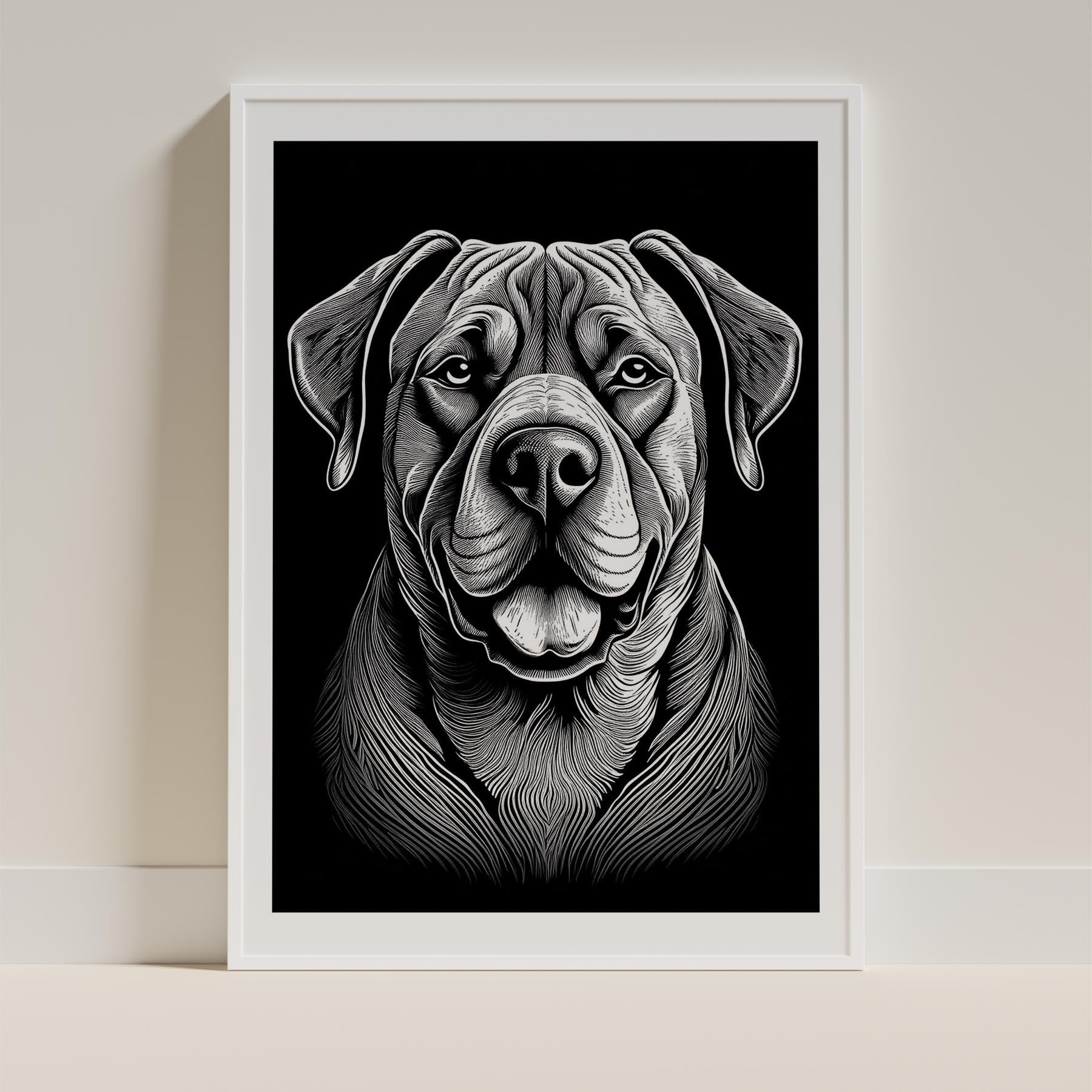 Neapolitan Mastiff Line Dog Series in Black and White image 9