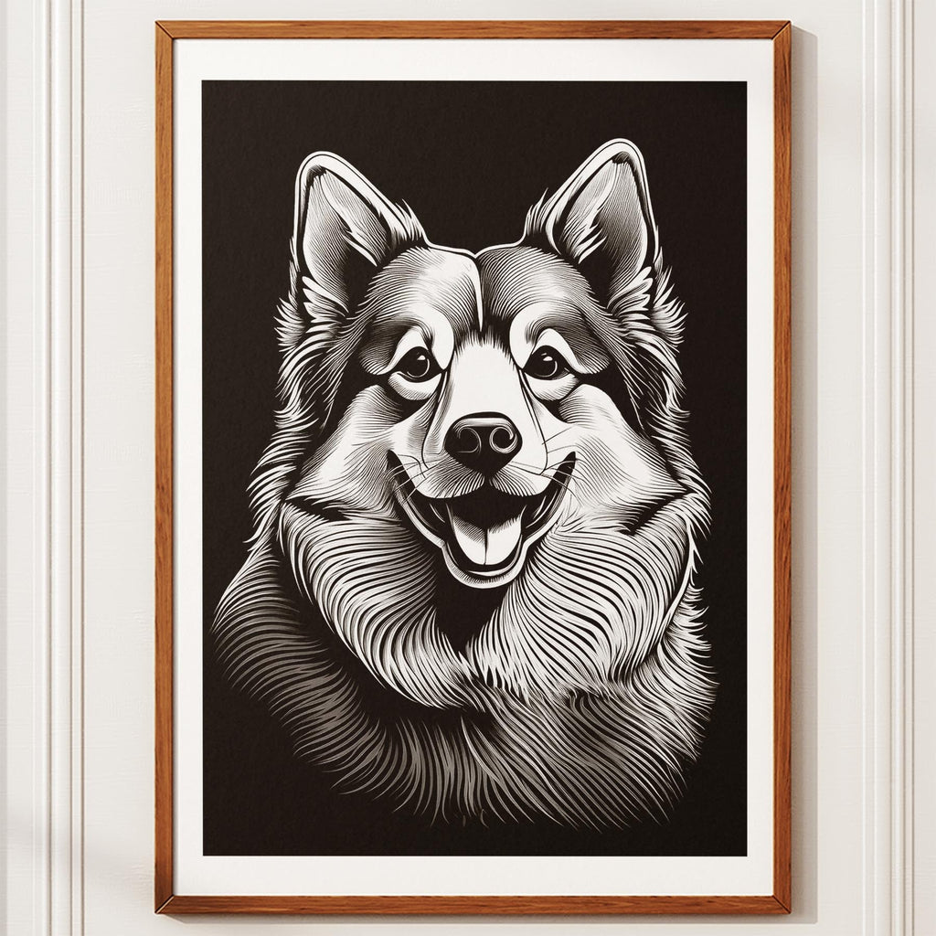 Finnish Lapphund Line Dog Series in Black and White image 10