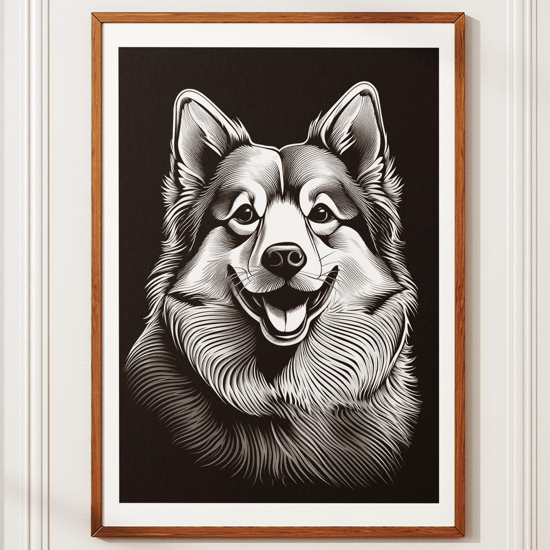 Finnish Lapphund Line Dog Series in Black and White image 10