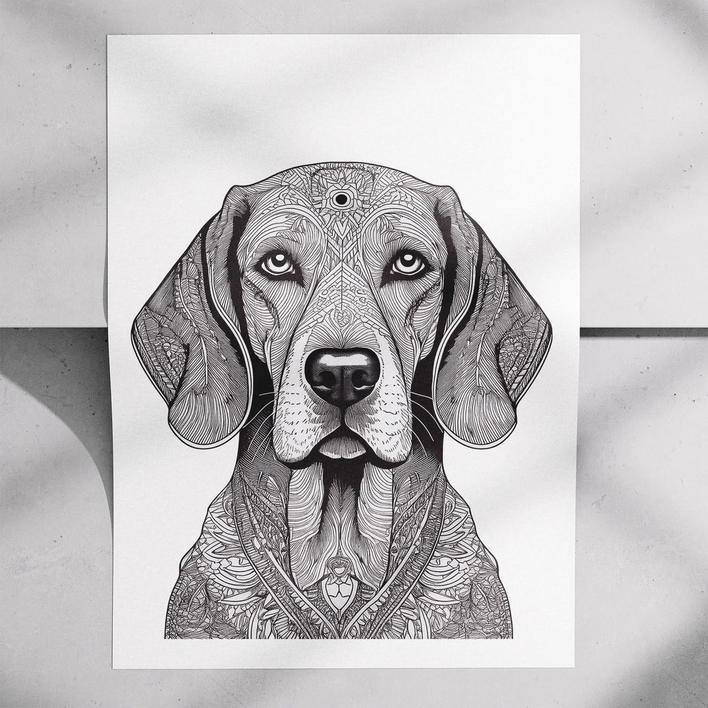Bloodhound Mandala Black and White Dog Series image 7