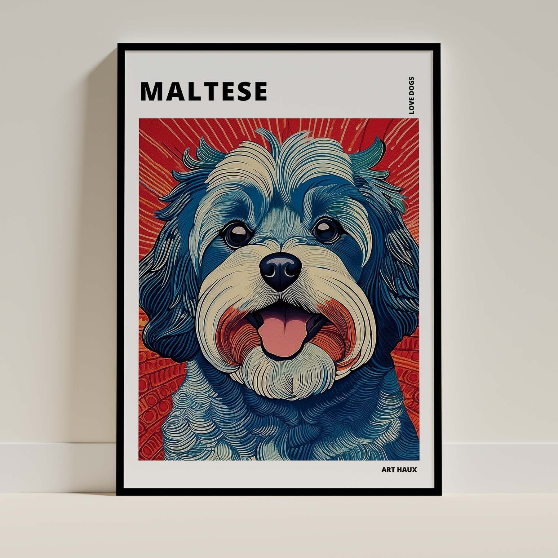 Maltese Hokusai Japanese Inspired Dog Series with Text image 0