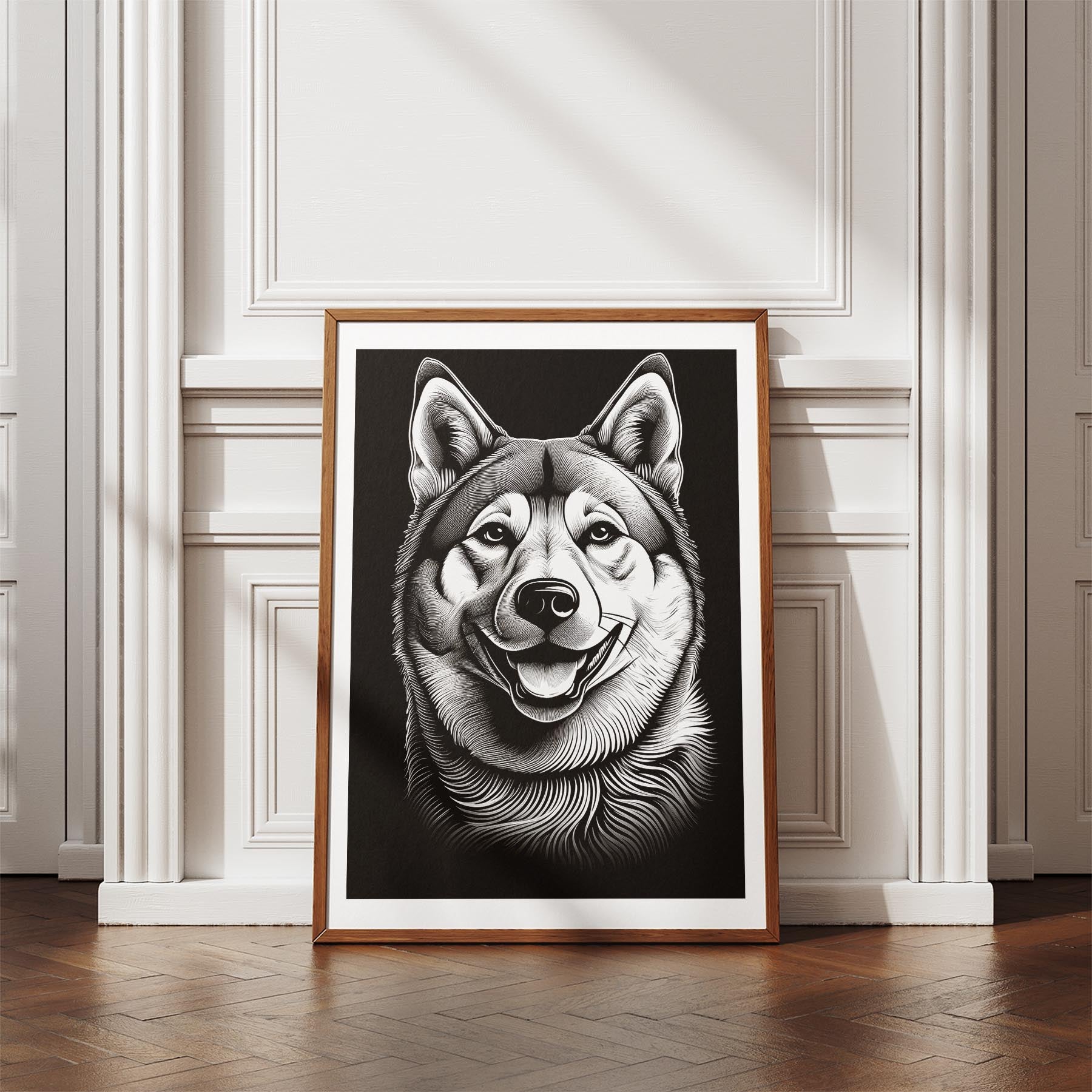 Akita Inu Line Dog Series in Black and White image 4