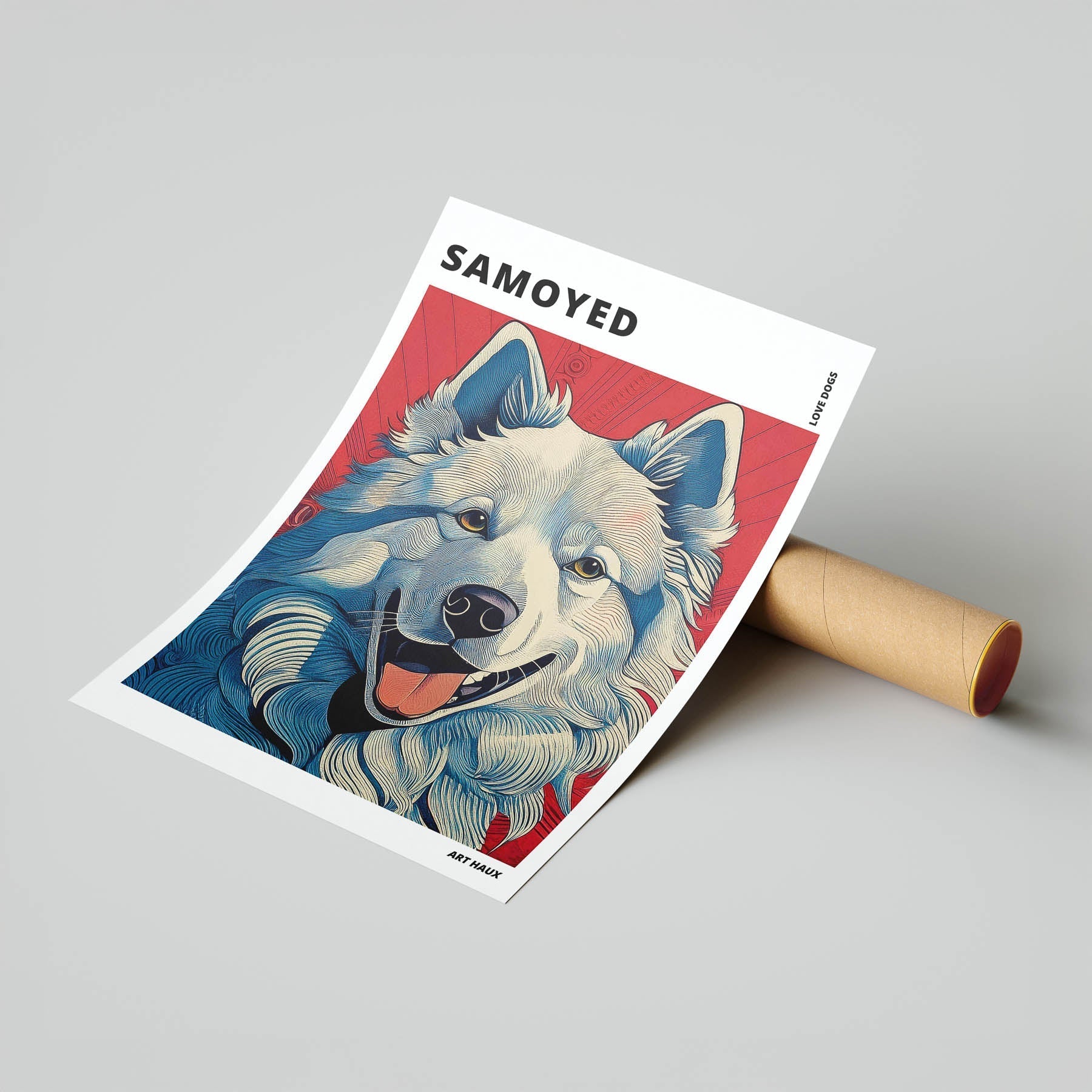 Samoyed Hokusai Japanese Inspired Dog Series with Text image 6