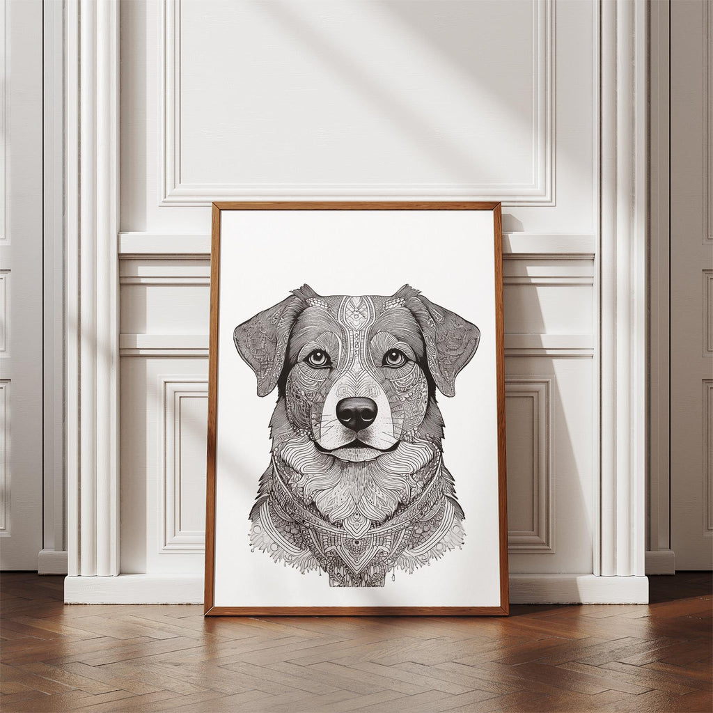 Australian Shepherd Mandala Black and White Dog Series image 4