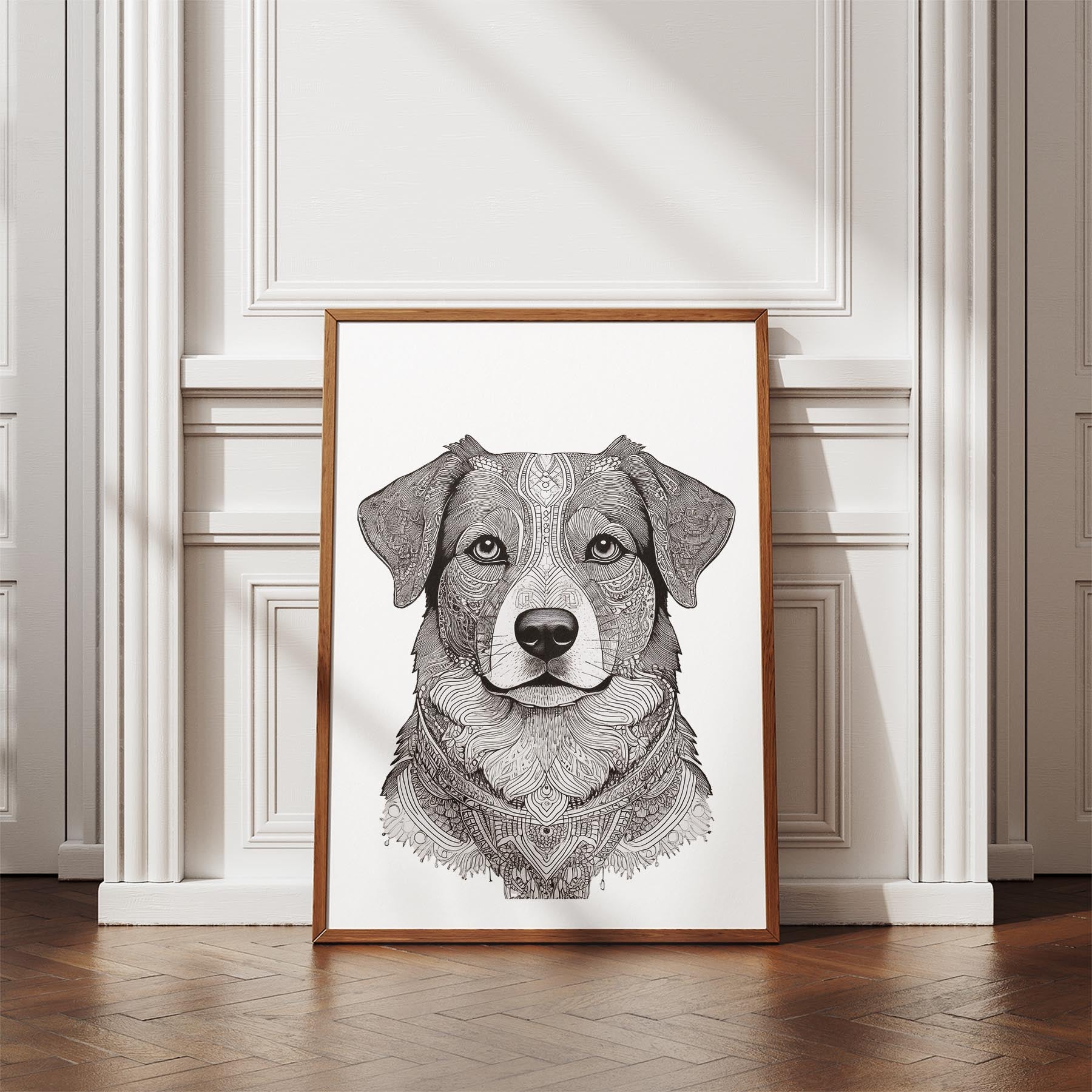 Australian Shepherd Mandala Black and White Dog Series image 4
