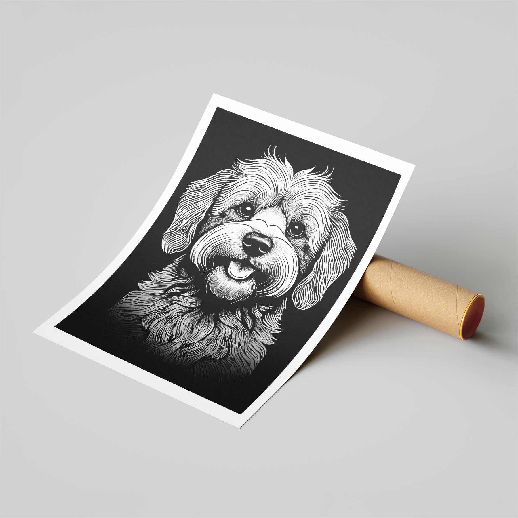 Bichon Frise Line Dog Series in Black and White image 6