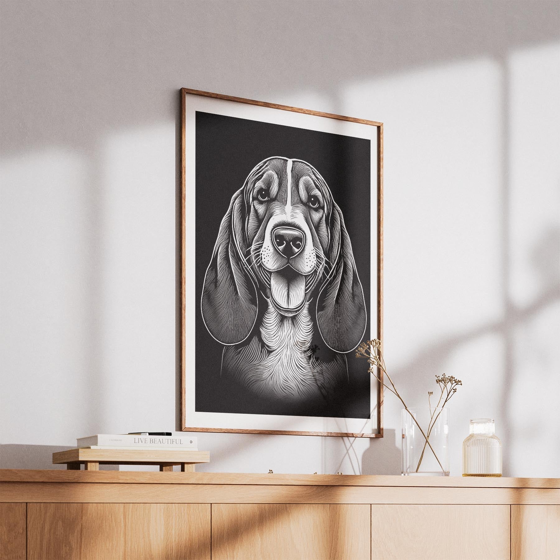 Basset Hound Line Dog Series in Black and White image 5
