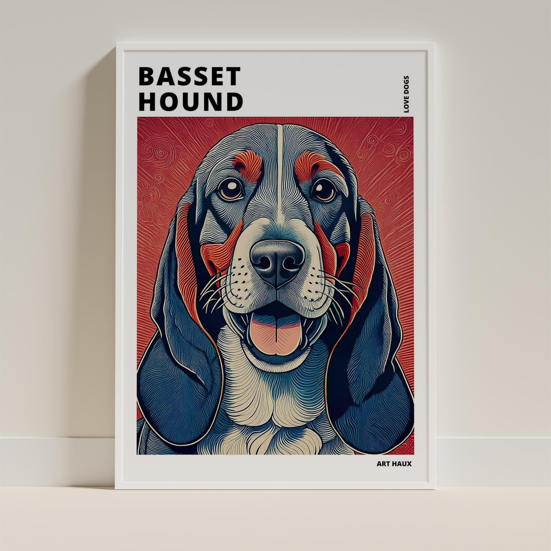 Basset Hound Hokusai Japanese Inspired Dog Series with Text image 8
