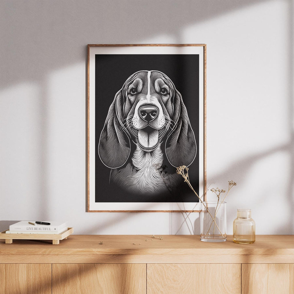 Basset Hound Line Dog Series in Black and White image 8