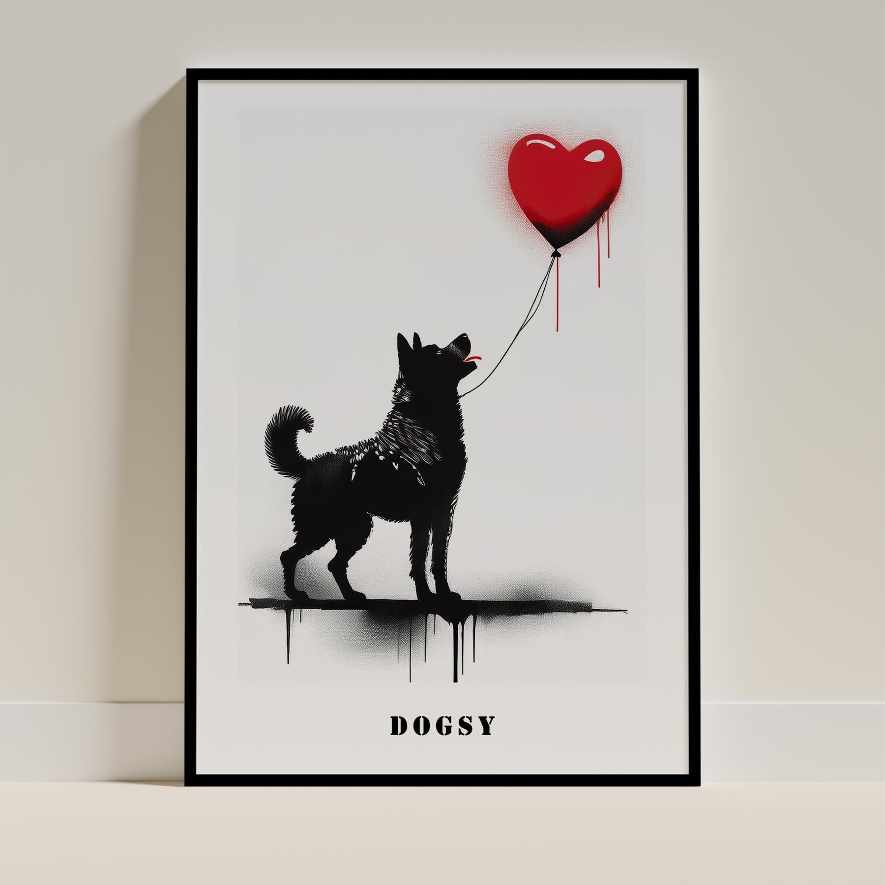 Akita Inu DOGSY Series inspired by the Art of Banksy with text Dogsy image 0