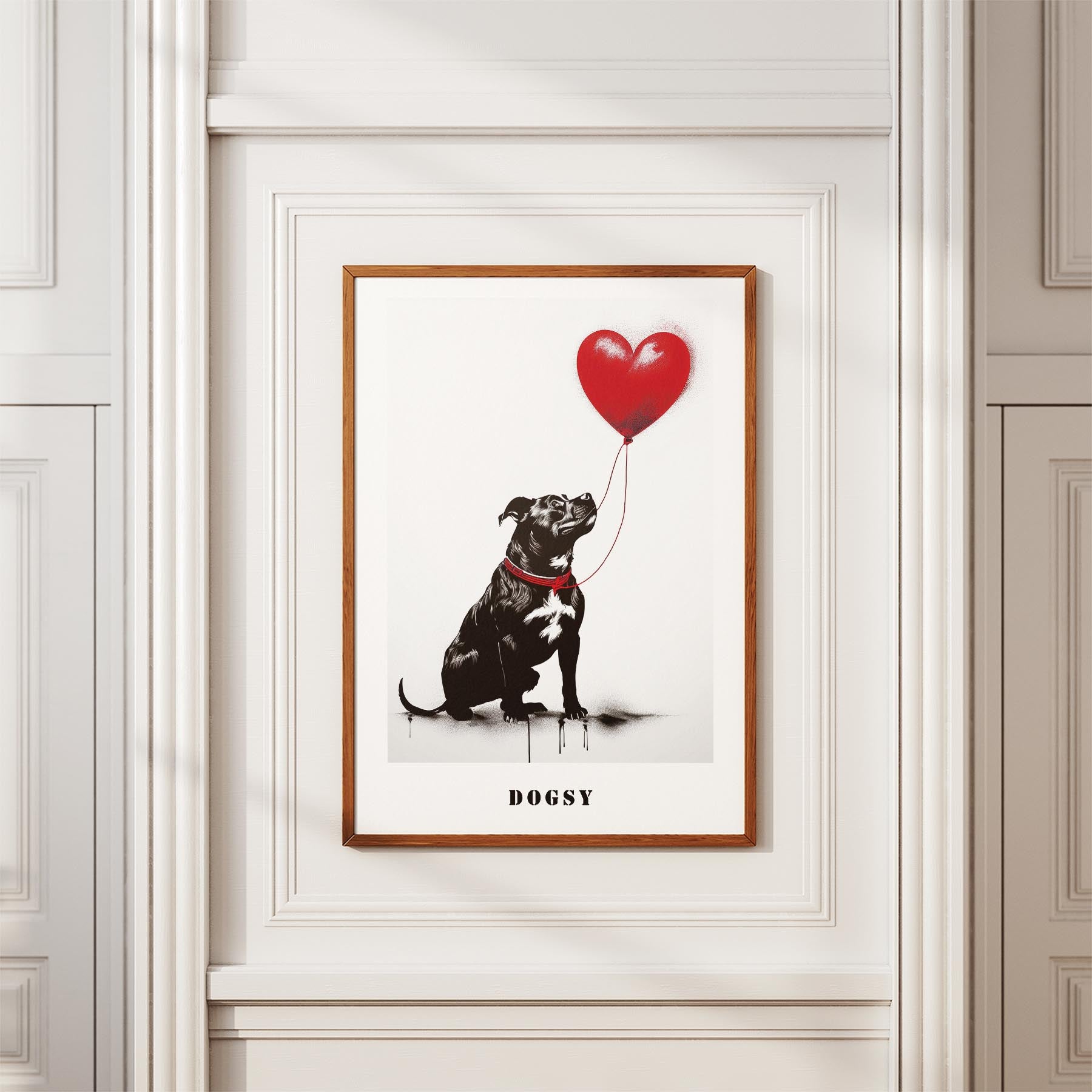 Staffordshire Bull Terrier DOGSY Series inspired by the Art of Banksy with text image 3