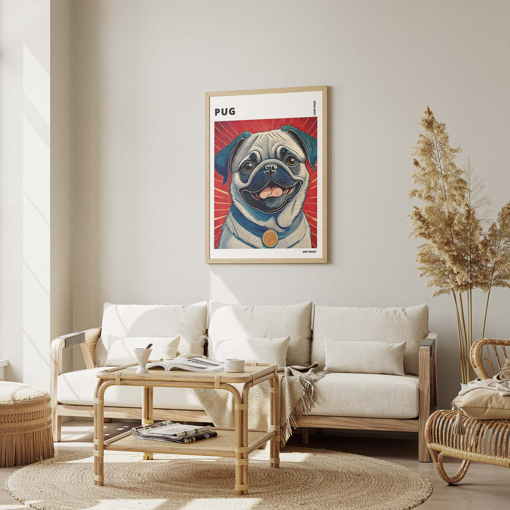 Pug Hokusai Japanese Inspired Dog Series with Text image 2