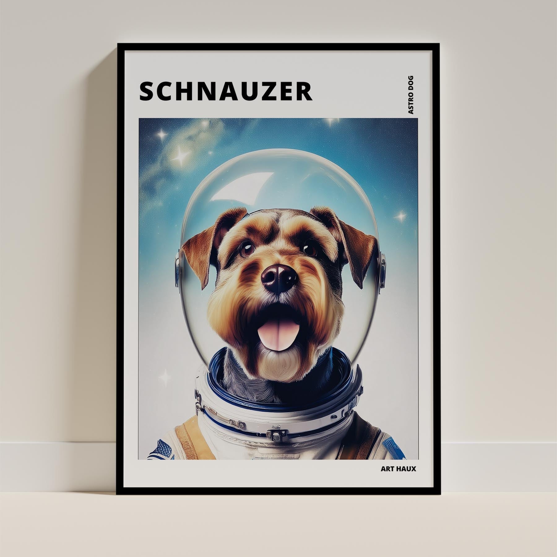Schnauzer Astronaut Dog Series with Text Astro Dog image 0