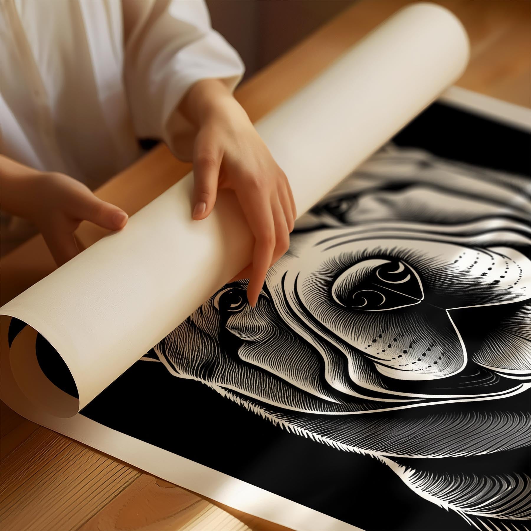 Shar Pei Line Dog Series in Black and White image 1