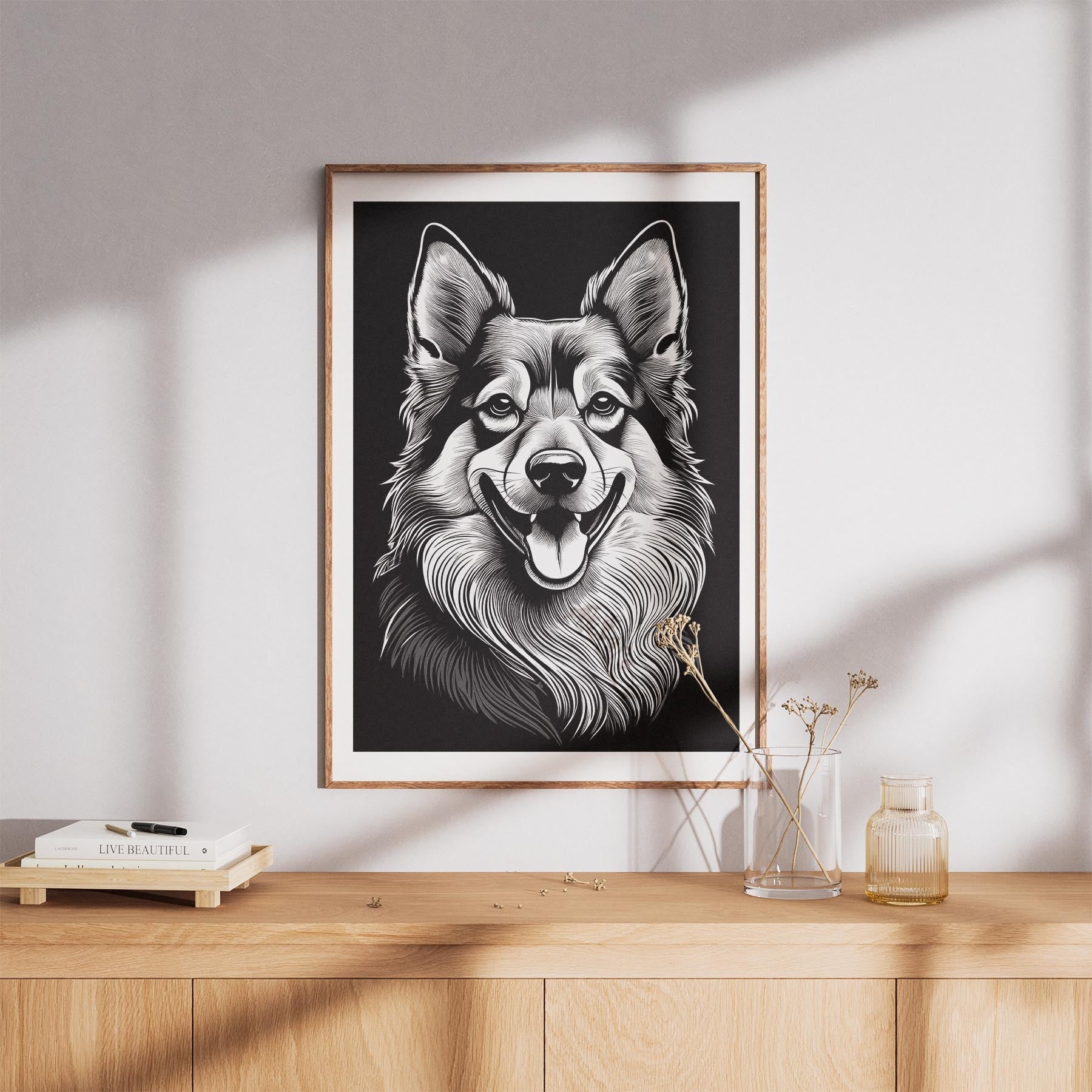 German Spitz Line Dog Series in Black and White image 8